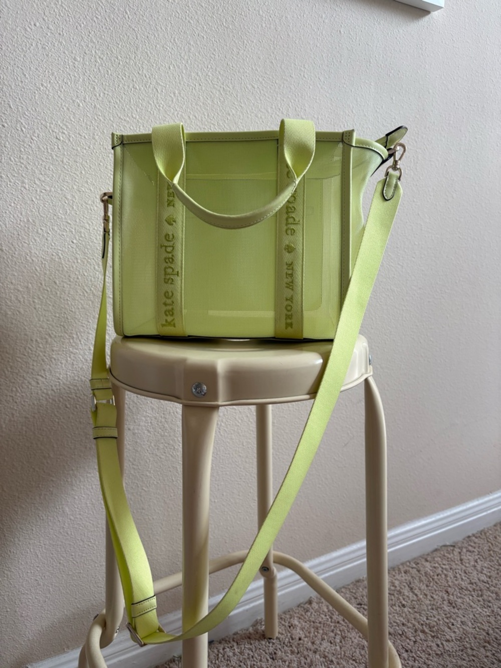 kate spade Neon Lime Mesh Tote with Detachable Strap